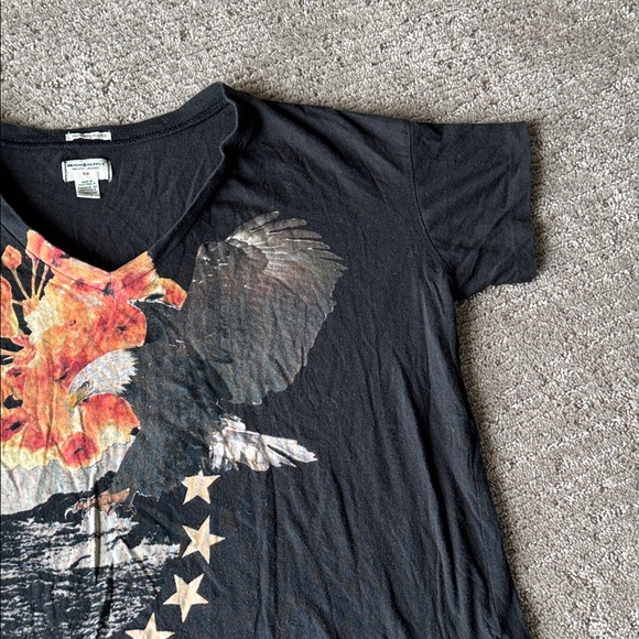 Ralph Lauren Denim & Supply Black V-Neck Tee with Floral and Eagle Graphic - Picture 3 of 8